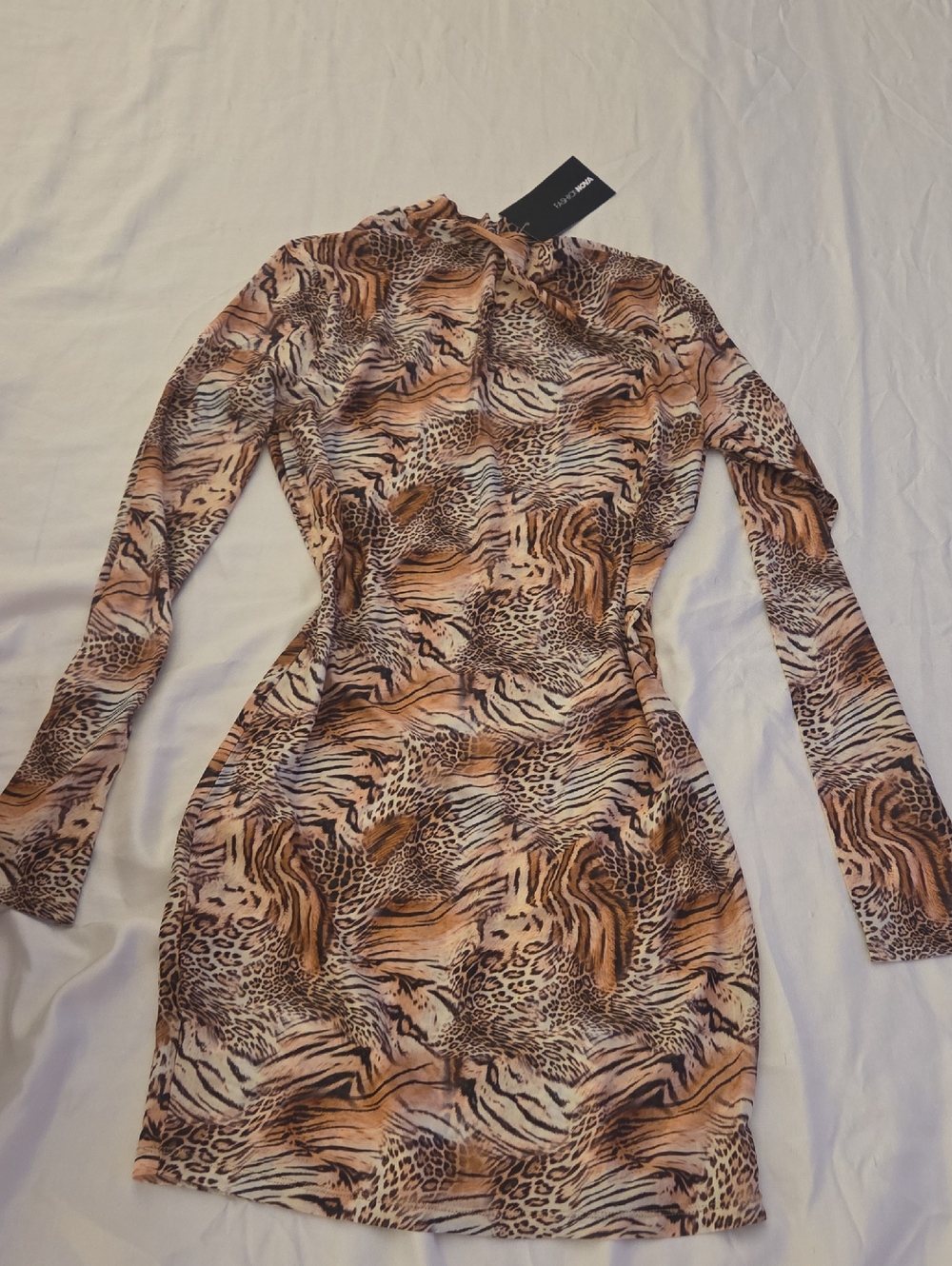 Fashion Nova Animal Print Mini Dress in Tan and Brown